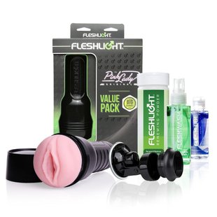 Мастурбатор Fleshlight Pink Lady Original Value Pack: присоска, змазка, чищення і відновлення F19556 фото