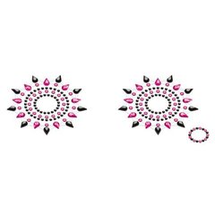 Пестіс з кристалів Petits Joujoux Gloria set of 2 - Black/Pink, прикраса на груди SO3138 фото