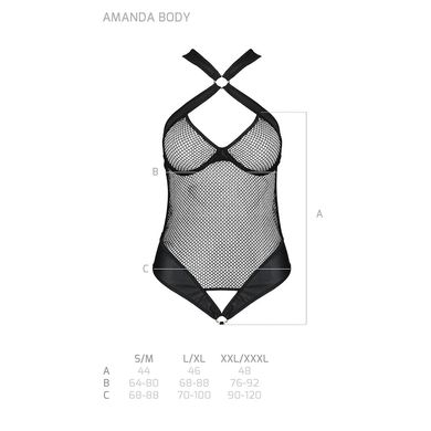 Сітчастий боді з халтером Passion Amanda Body XXL/XXXL, black SO5317 фото