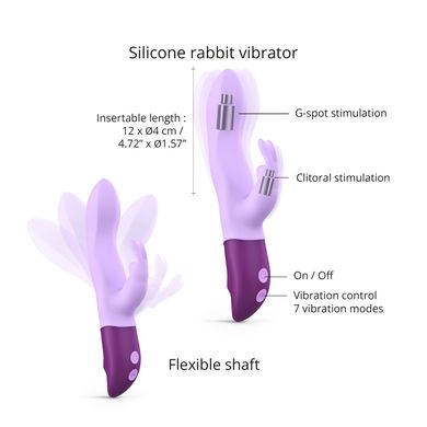 Вібратор-кролик Love To Love Hello Rabbit Violet з гнучким стовбуром і стимуляцією точки G, 2 мотори SO3353 фото