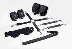 Набір для БДСМ 5 в 1 Feral Feelings BDSM Kit 5 Black, наручники, поножі, хрестовина, маска, падл SO8272 фото