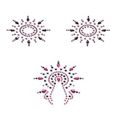 Пестіс з кристалів Petits Joujoux Gloria set of 3 - Black/Pink, прикраса на груди та вульву SO3131 фото
